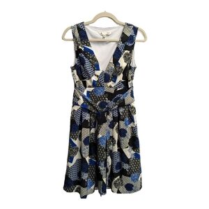 Yumi aline midi sleeveless v-neck dress floral blue black